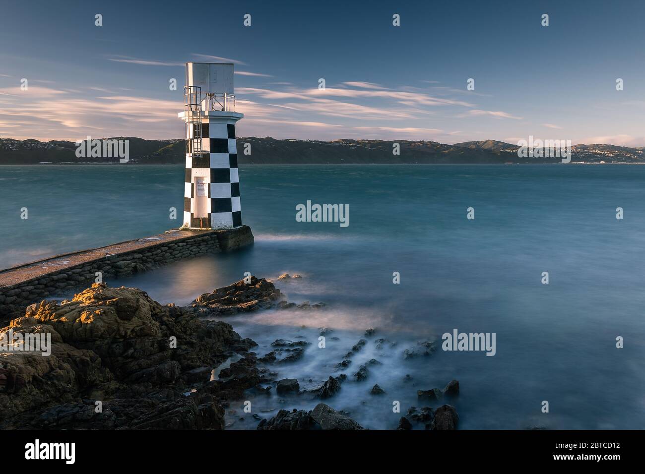 Faro di Point Halswell, Wellington, Nuova Zelanda Foto Stock