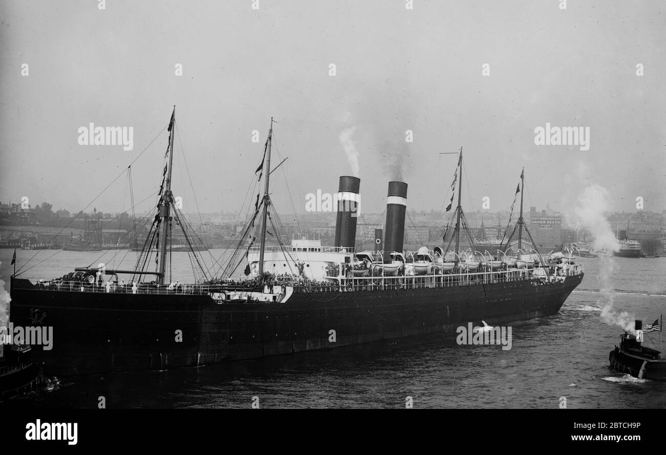 Nave Red Star Line Finlandia, che trasportò la squadra olimpica statunitense ai Giochi Olimpici estivi del 1912 a Stoccolma, Svezia Foto Stock