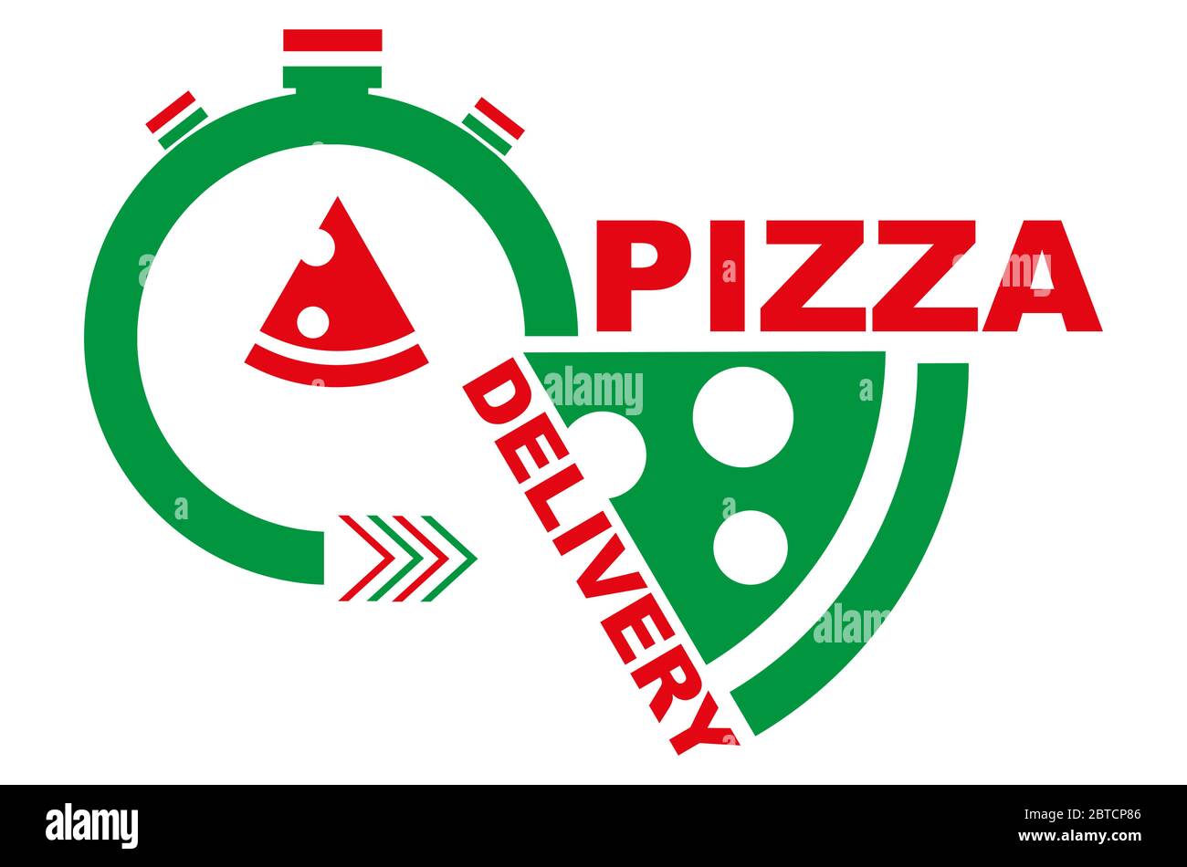 Fast Speedy Pizza Delivery Vector Drawing Sign Illustrazione Vettoriale