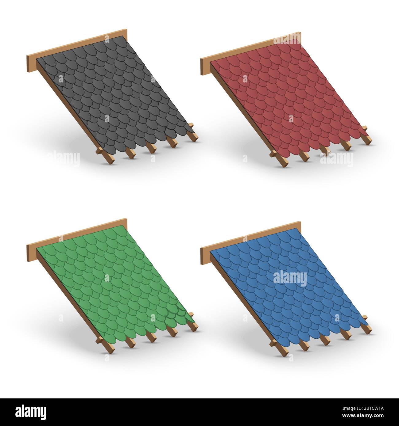 Set di coperture per tetti di tegole sul tetto Illustrazione Vettoriale