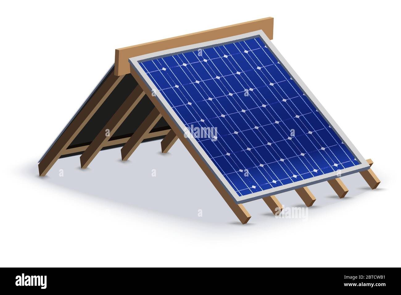 Copertura del pannello solare Concept sul tetto Illustrazione Vettoriale