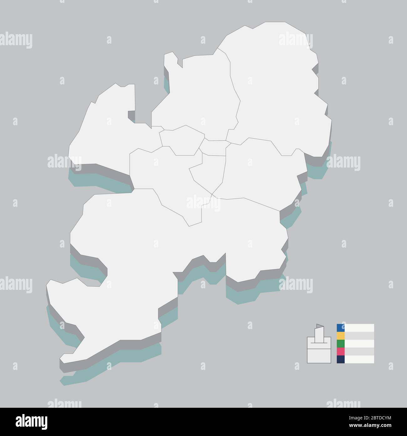 Mappa locale della figura vettoriale a linee della Corea del Sud 009 Illustrazione Vettoriale