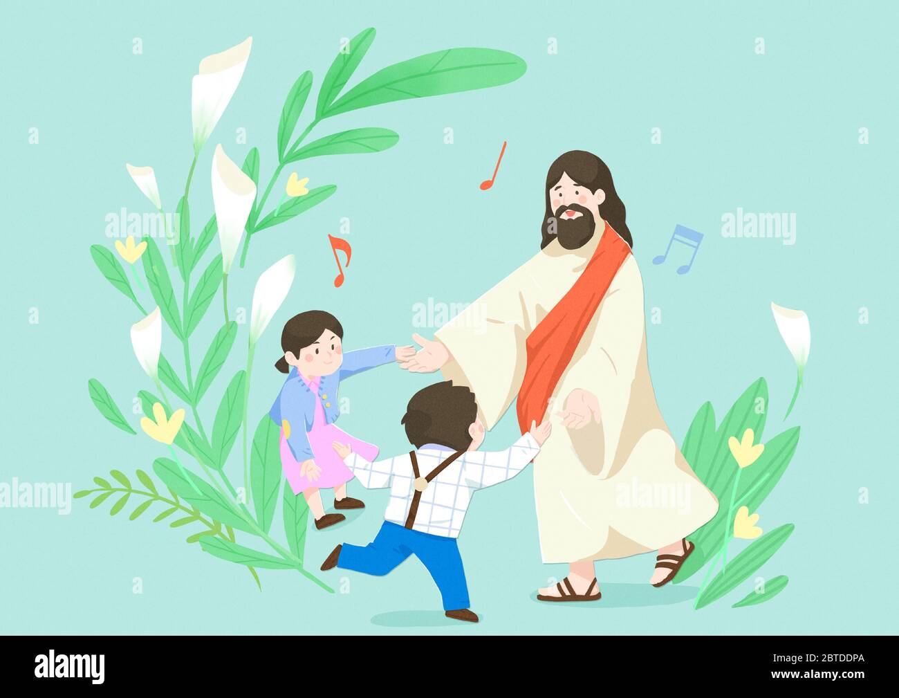 Concetto di religione cattolica, Gesù con le persone cartone animato  illustrazione cristiana 007 Immagine e Vettoriale - Alamy