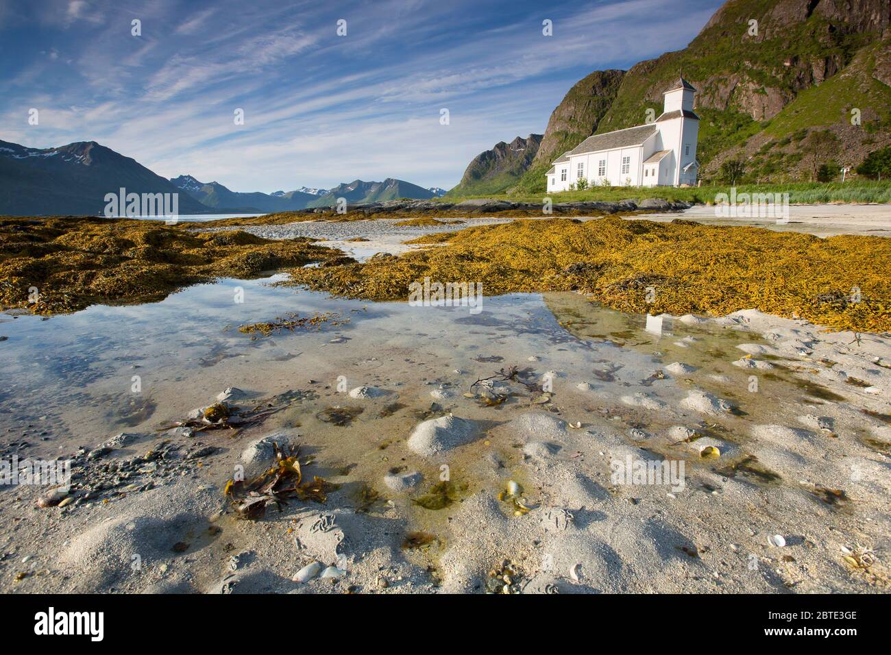 Chiesa di Gims°y, Norvegia, Isole Lofoten, Gissoy Foto Stock