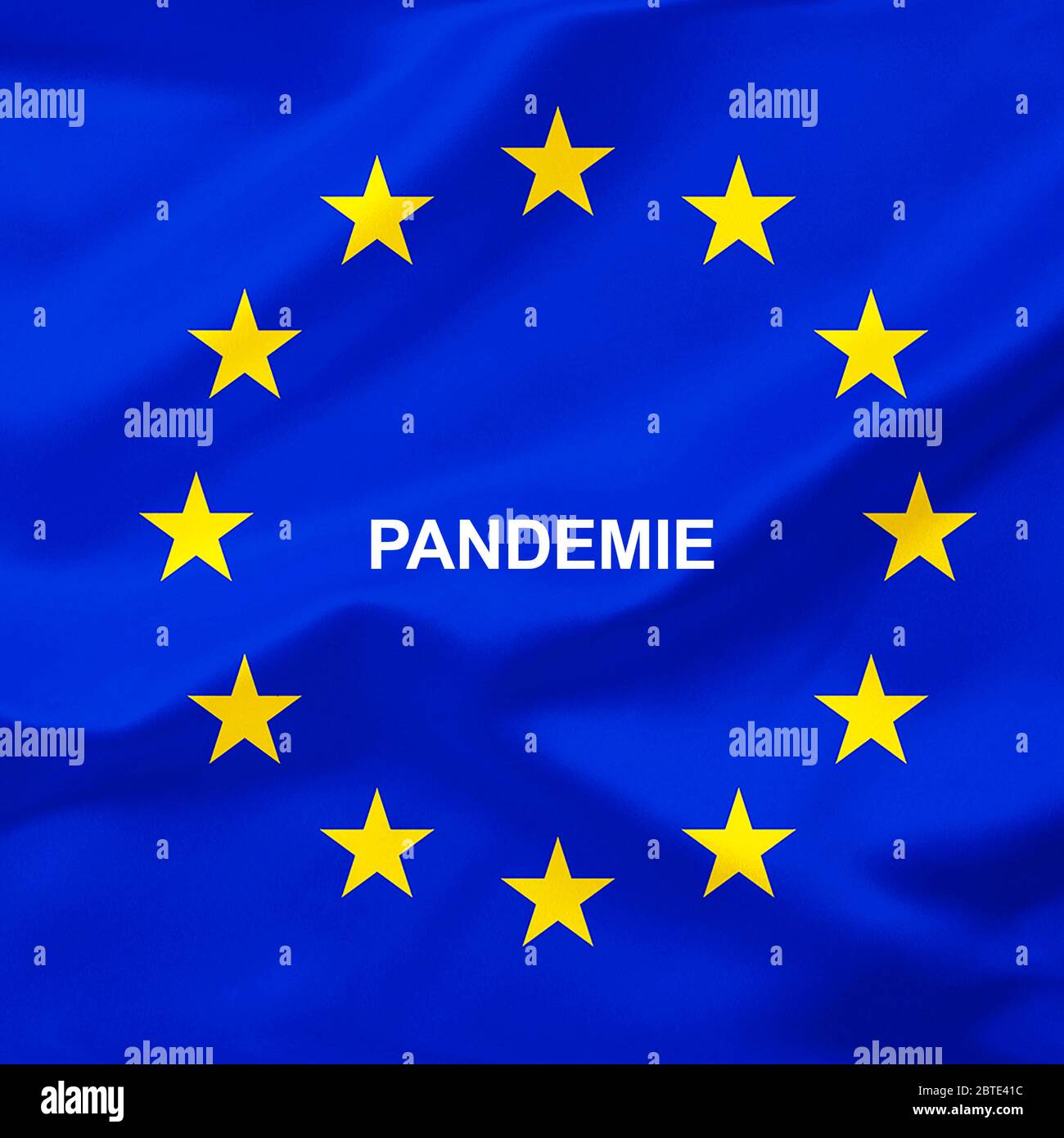 Bandiera dell'UE con l'iscrizione pandemia, Europa Foto Stock