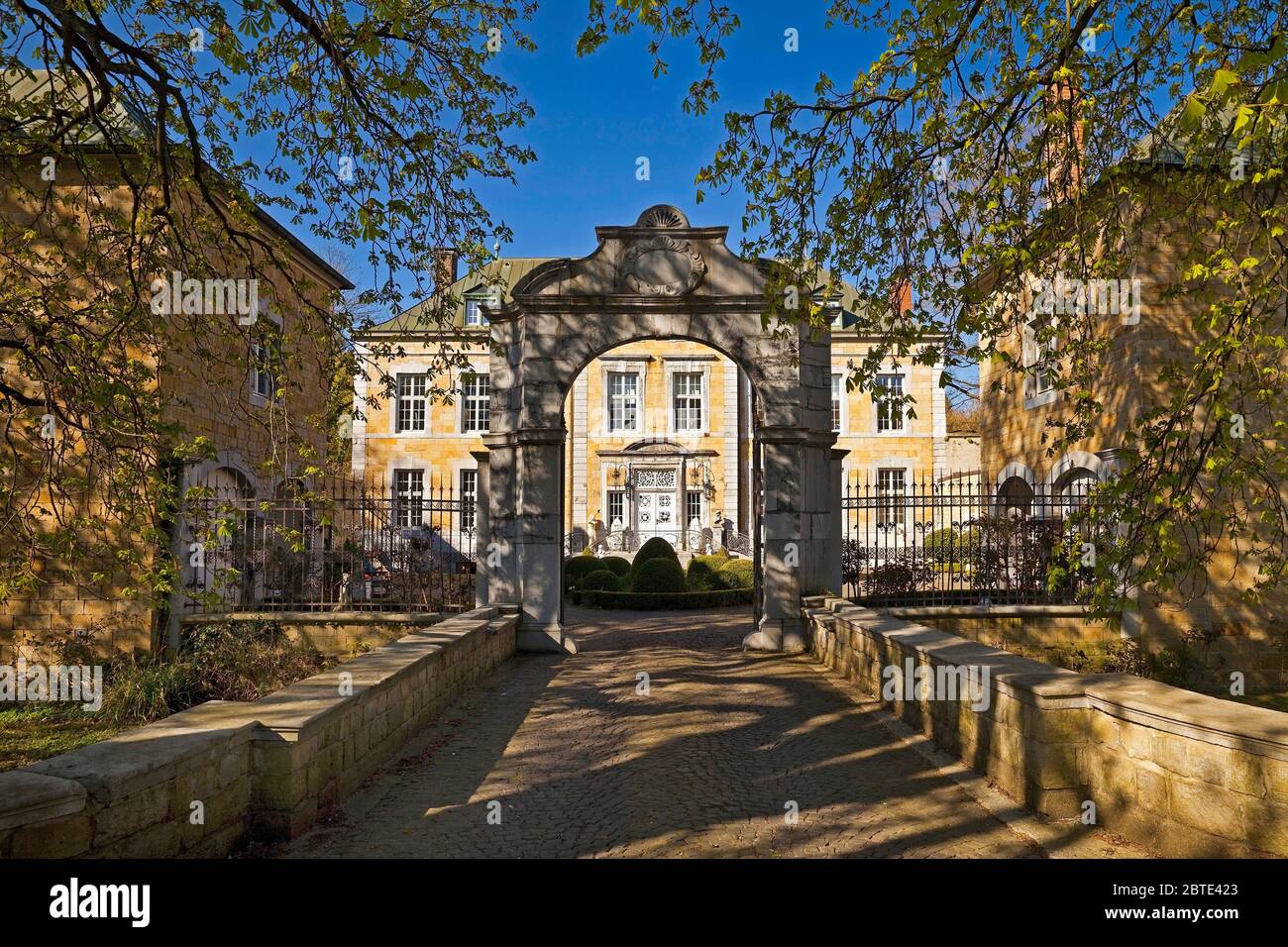 mansion Rosenthal con porta ponte, Germania, Nord Reno-Westfalia, Stolberg Foto Stock