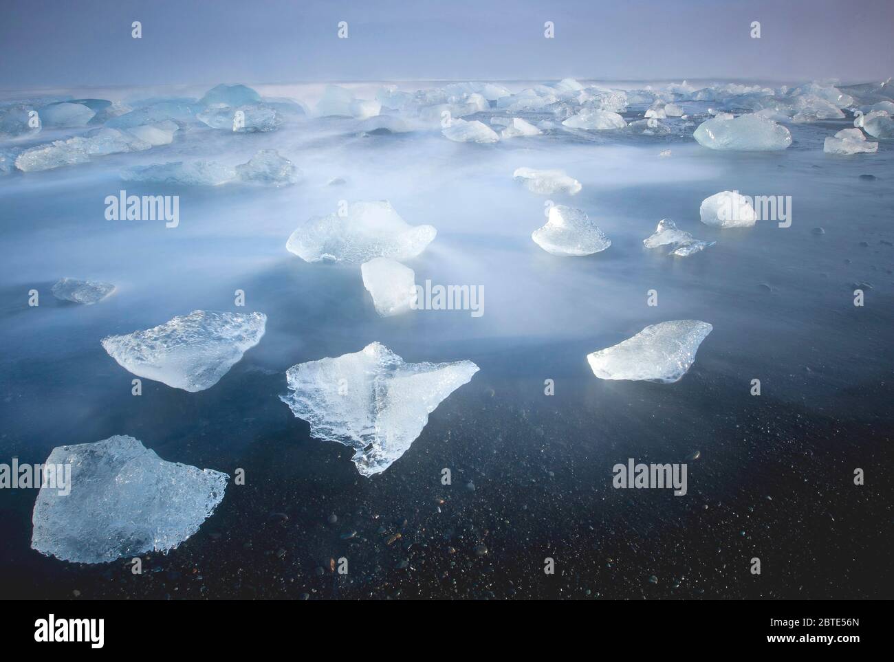 Costa vicino a Joekulsarlon, Islanda, Parco Nazionale di Vatnajoekull Foto Stock