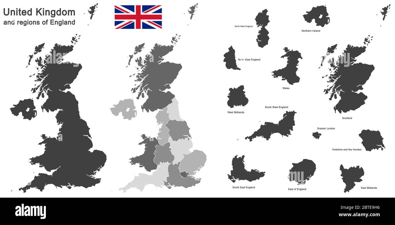 Paese europeo Regno Unito e regioni d'Inghilterra Illustrazione Vettoriale