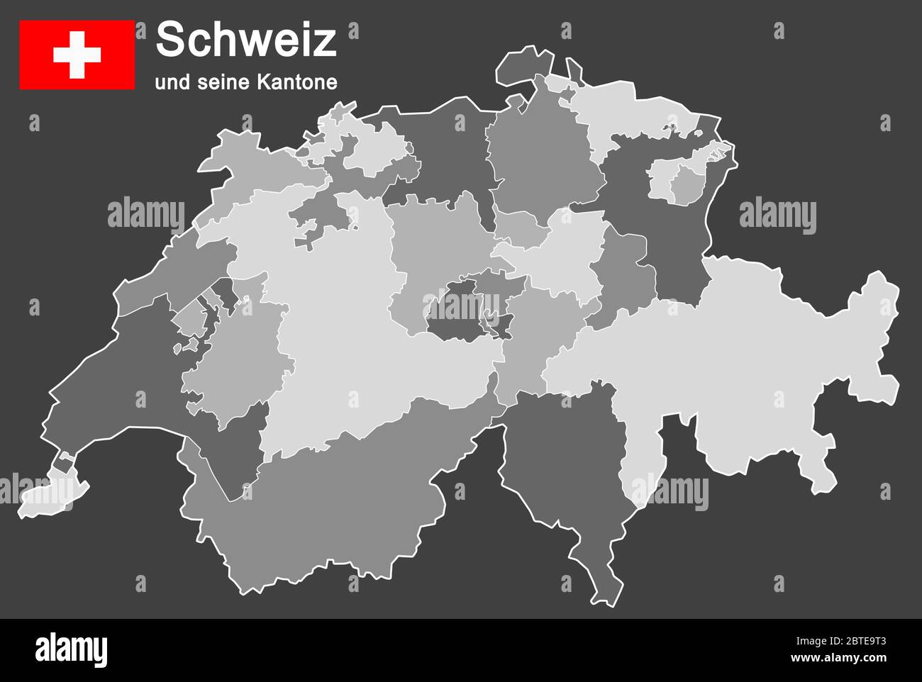 Silhouette di paese Svizzera e tutti i cantoni Illustrazione Vettoriale