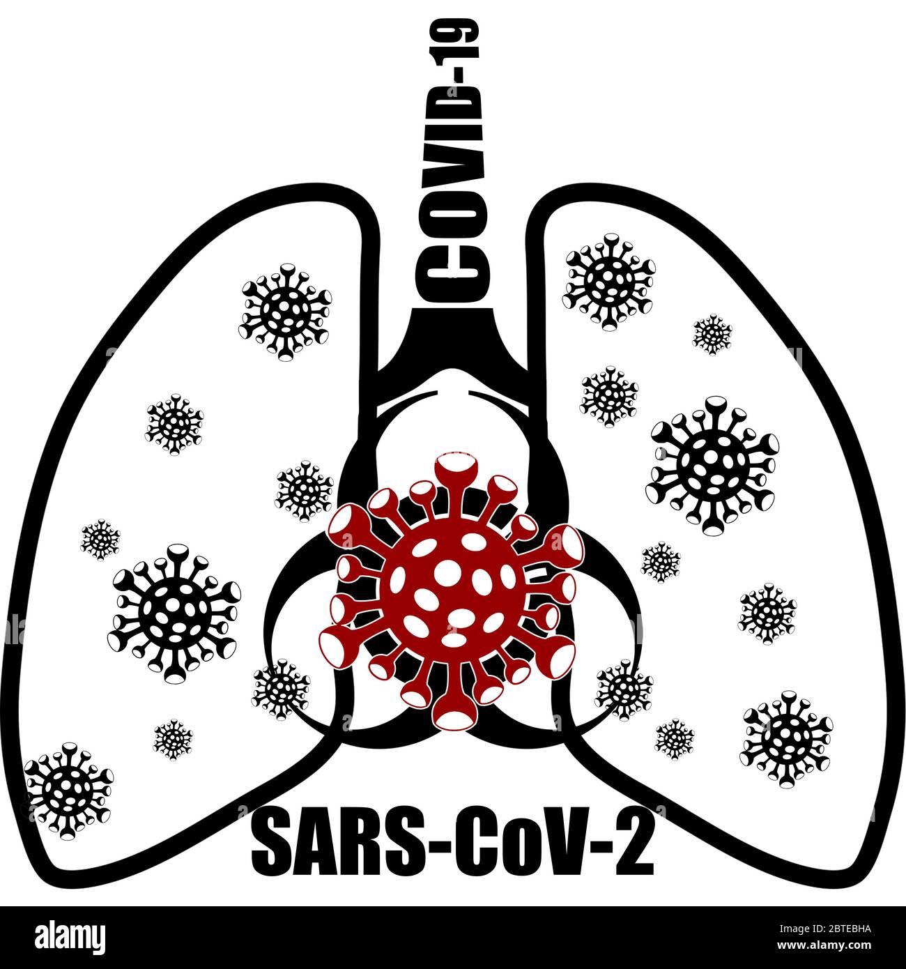 Icona dei polmoni Covid 19 segno polmoni con virus icona COVID-19 SARS-COV-2 coronavirus Foto Stock