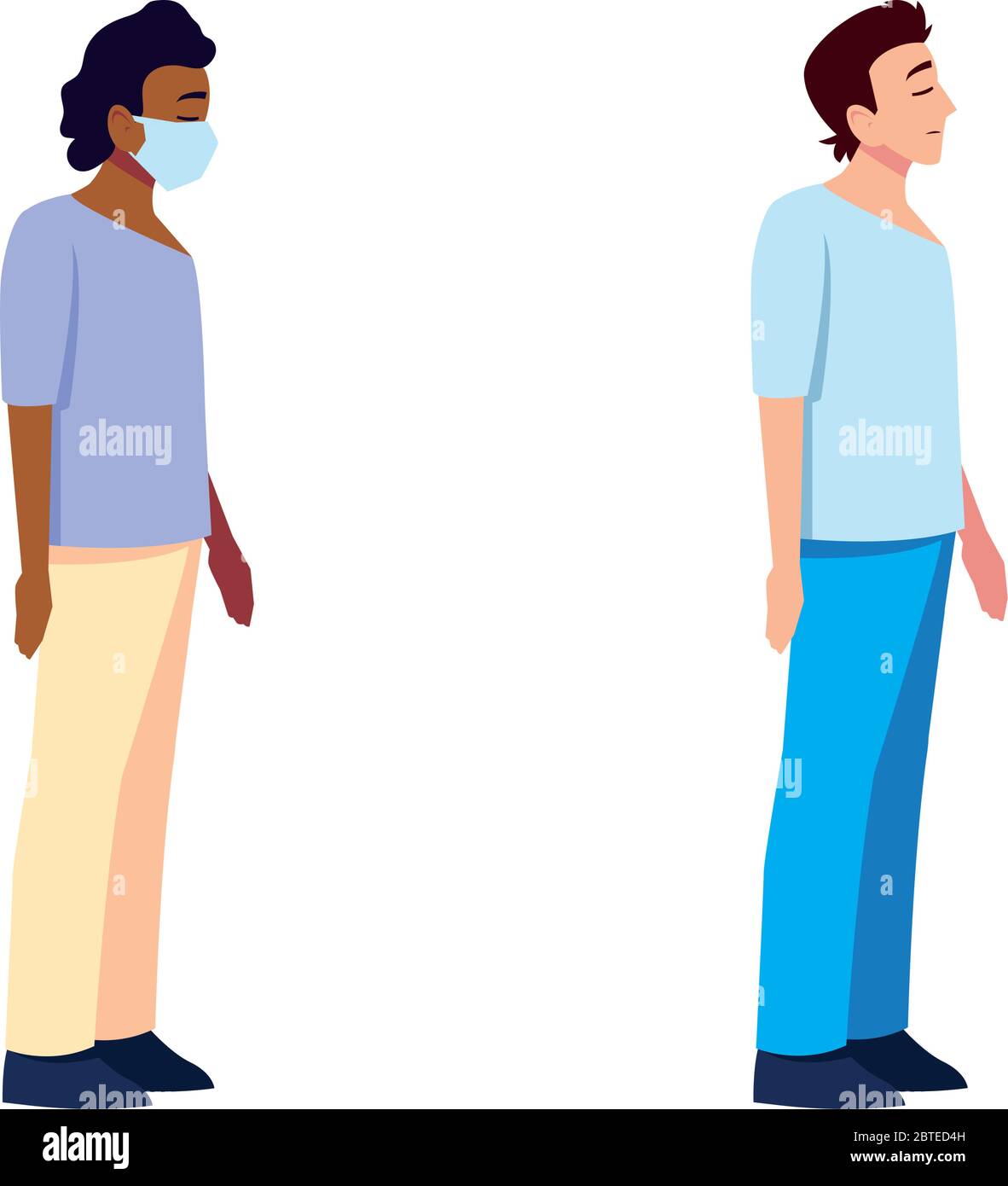 Uomini che si sentono malati e con la maschera di cura medica e covid 19 virus tema illustrazione vettoriale Illustrazione Vettoriale