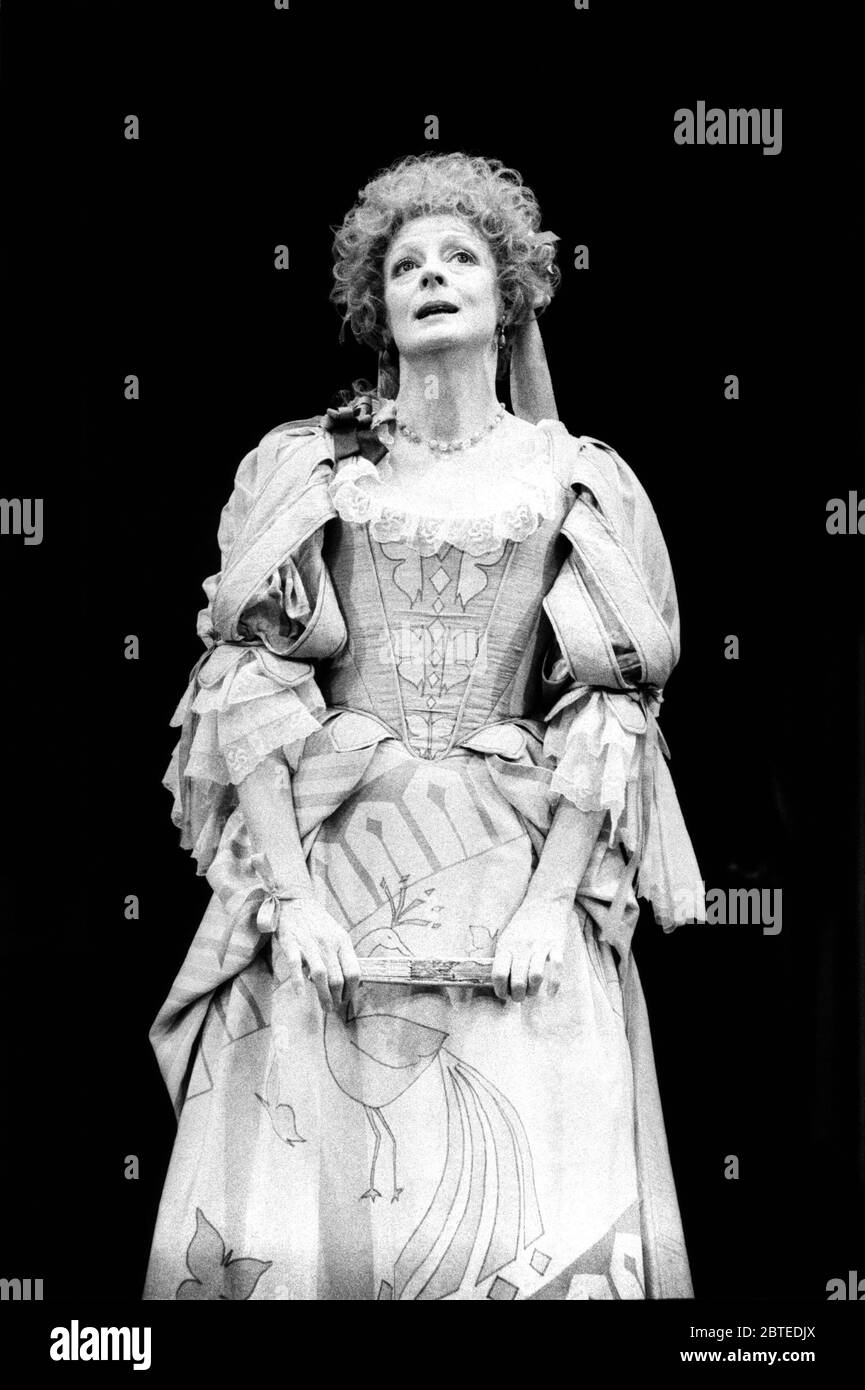 Maggie Smith (Mrs Millament) nel CAMMINO DEL MONDO di William Congreve al Theatre Royal Haymarket, Londra SW1 13/11/1984 scenografia: Hayden Griffin Costumi: Deirdre Clancy illuminazione: Andy Phillips regista: William Gaskill Foto Stock