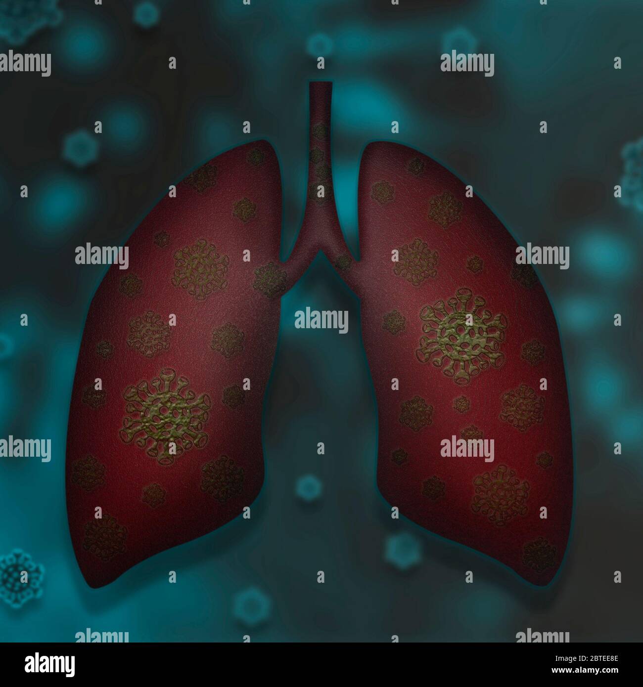 Icona dei polmoni Covid 19 segno polmoni con virus icona COVID-19 SARS-COV-2 coronavirus Foto Stock