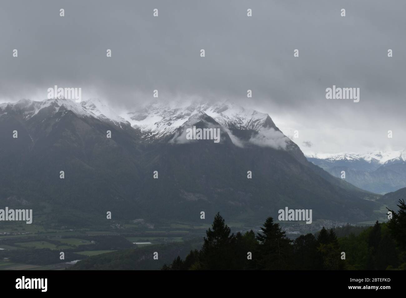 Vista sulle montagne del Liechtenstein Foto Stock