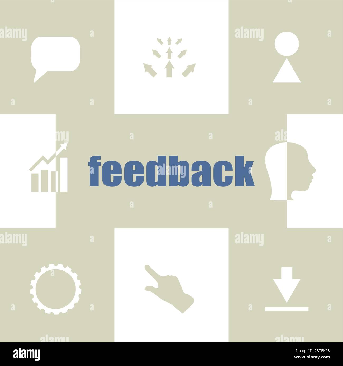 Feedback di testo. Concetto IT . Elementi infografici. Set di icone business Foto Stock