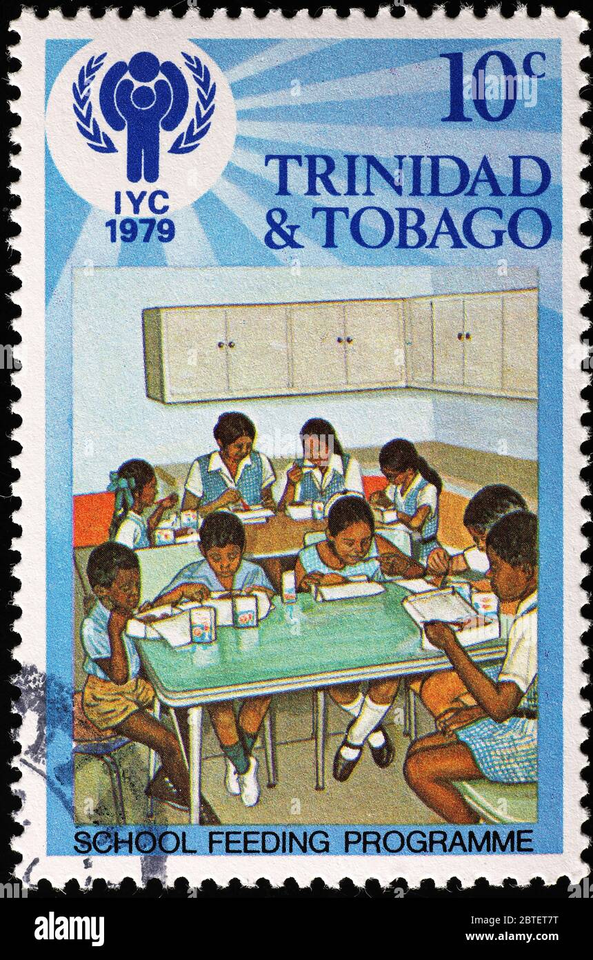 Programma di alimentazione scolastica sul francobollo Foto Stock