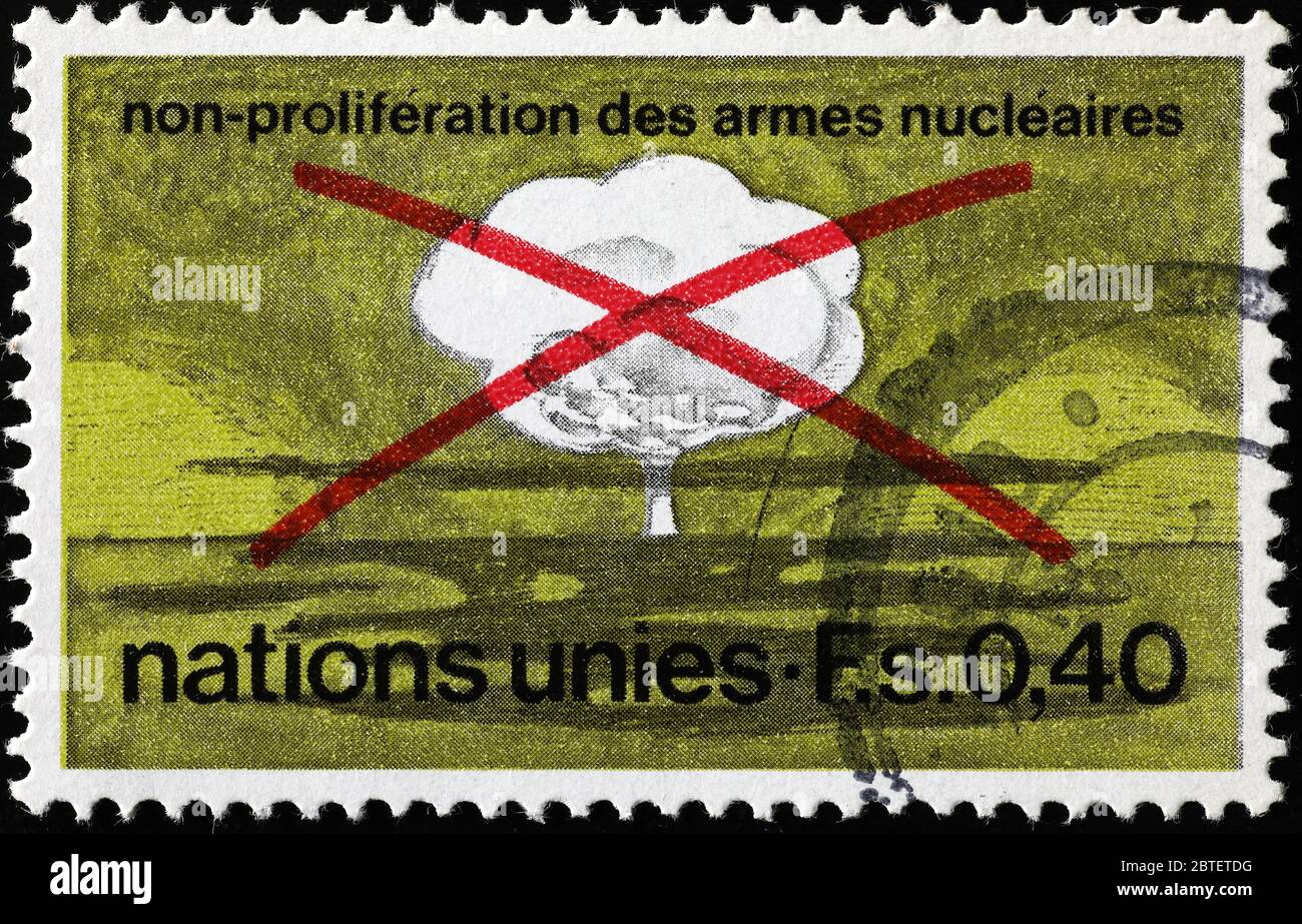 Timbro delle Nazioni Unite contro la proliferazione delle armi nucleari Foto Stock