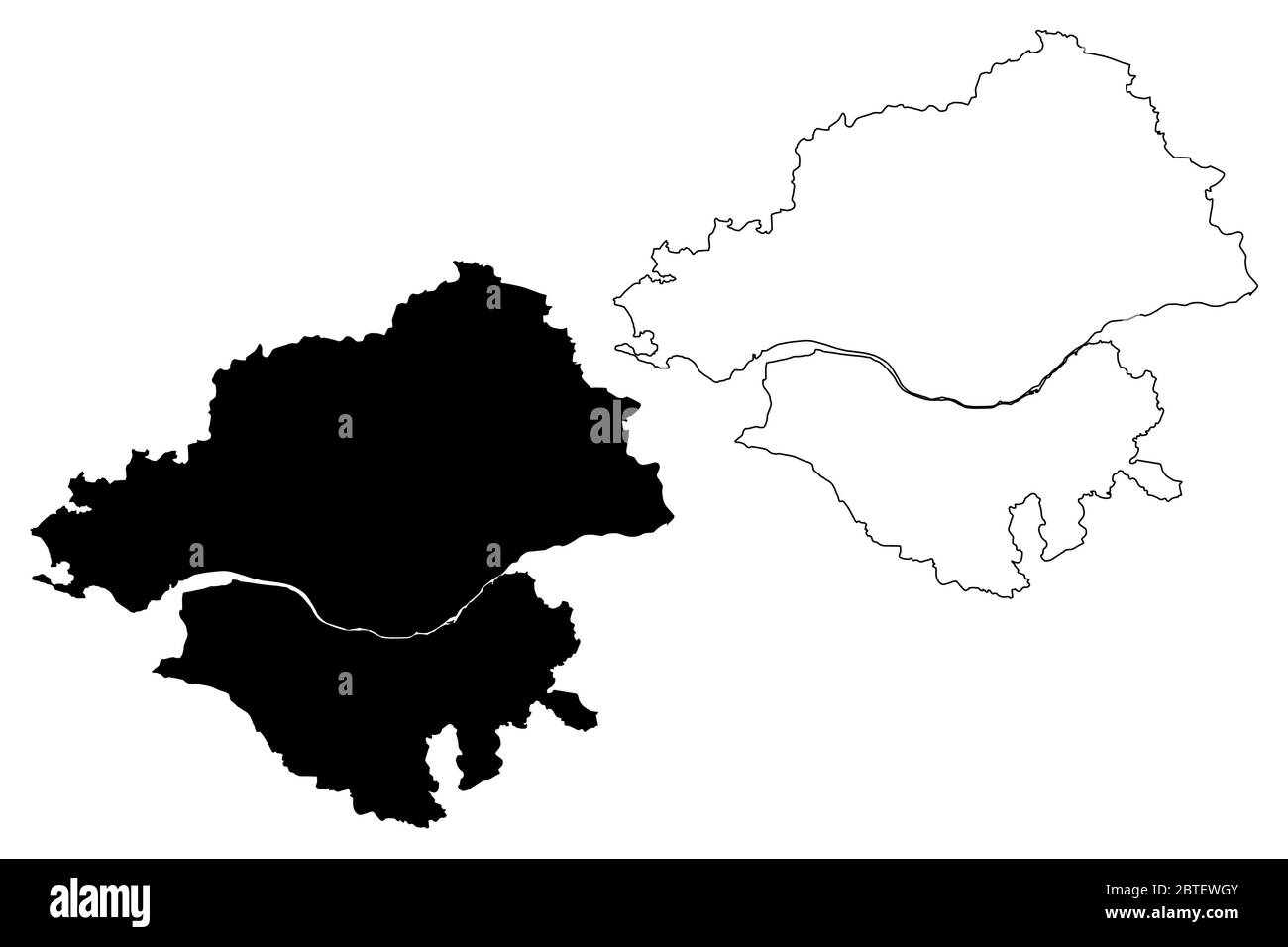 Dipartimento della Loira Atlantica (Francia, Repubblica francese, regione della Loira) mappa illustrazione vettoriale, abbozzare mappa Loire Atlantique mappa Illustrazione Vettoriale