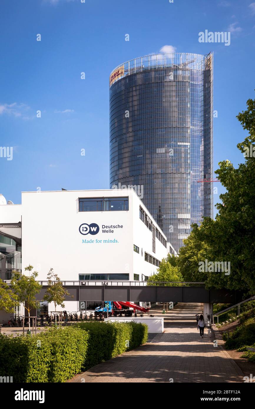 Sede della Deutsche Welle e della Post Tower, sede della società logistica Deutsche Post DHL Group, Bonn, Renania Settentrionale-Vestfalia, GE Foto Stock