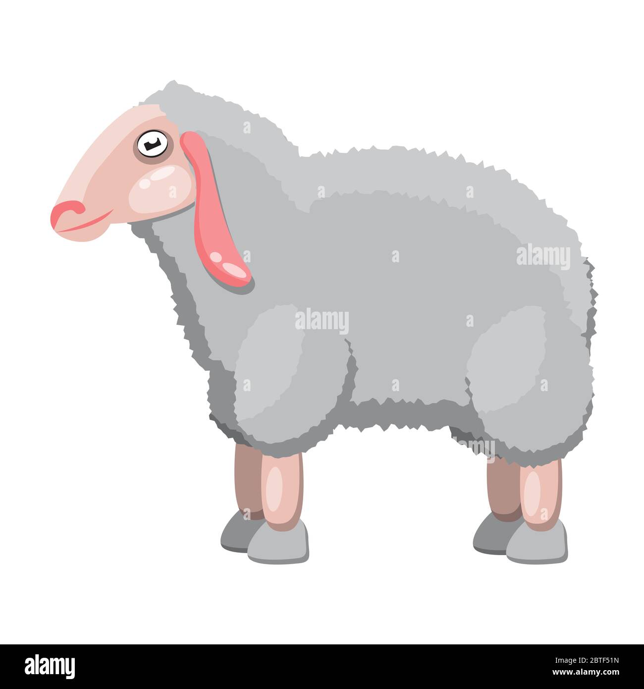 La pecora è un animale domestico su uno sfondo bianco isolato. Immagine vettoriale Illustrazione Vettoriale