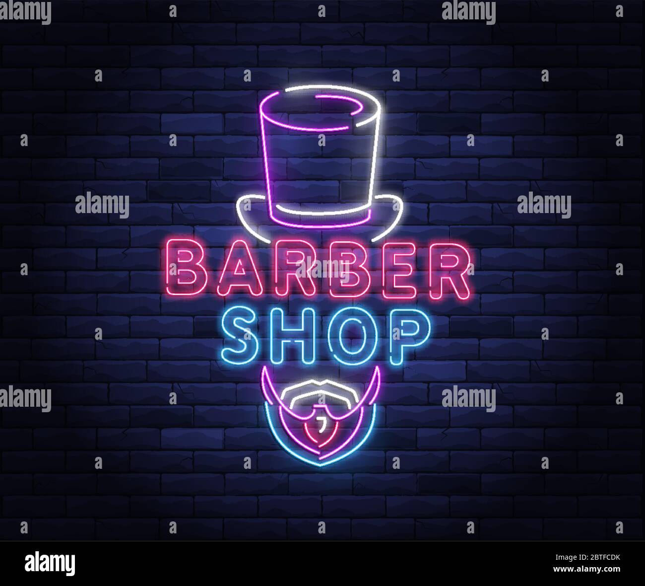 Design illuminato del barbiere al neon. Illustrazione Vettoriale