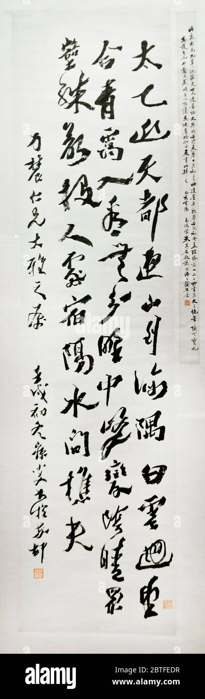 Calligrafia cinese: 'Una poesia di Wang Wei', di Shen Zengzhi - Dinastia Qing. Museo di Shanghai, Cina Foto Stock