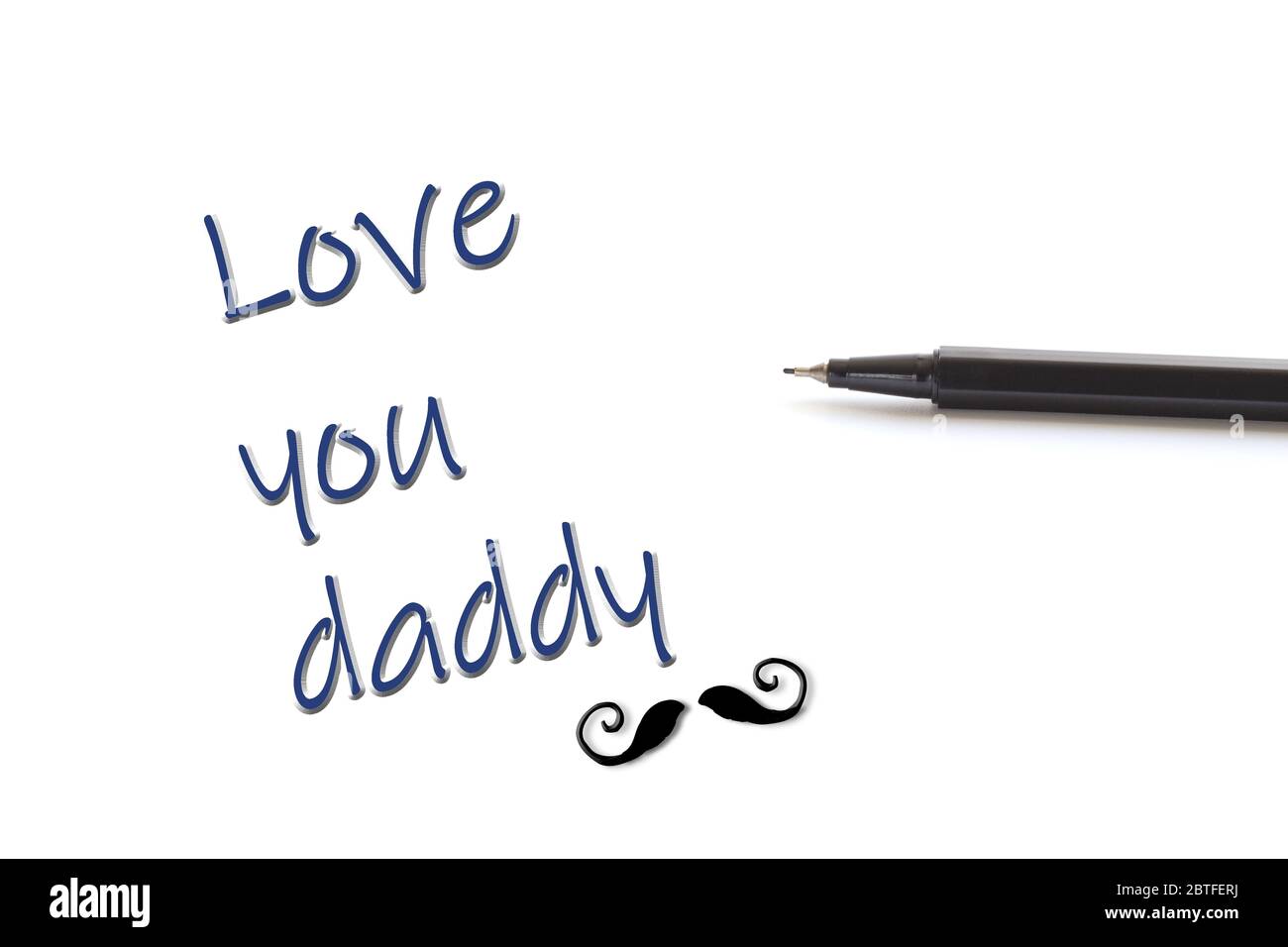Penna nera su sfondo bianco e parole vi innamorate di papà con baffi icone. Concetto felice di giorno dei padri Foto Stock