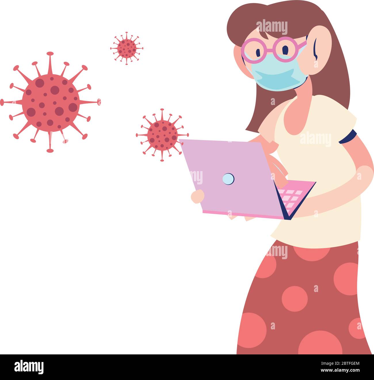 donna in maschera che si protegge da coronavirus vettore illustrazione desing Illustrazione Vettoriale