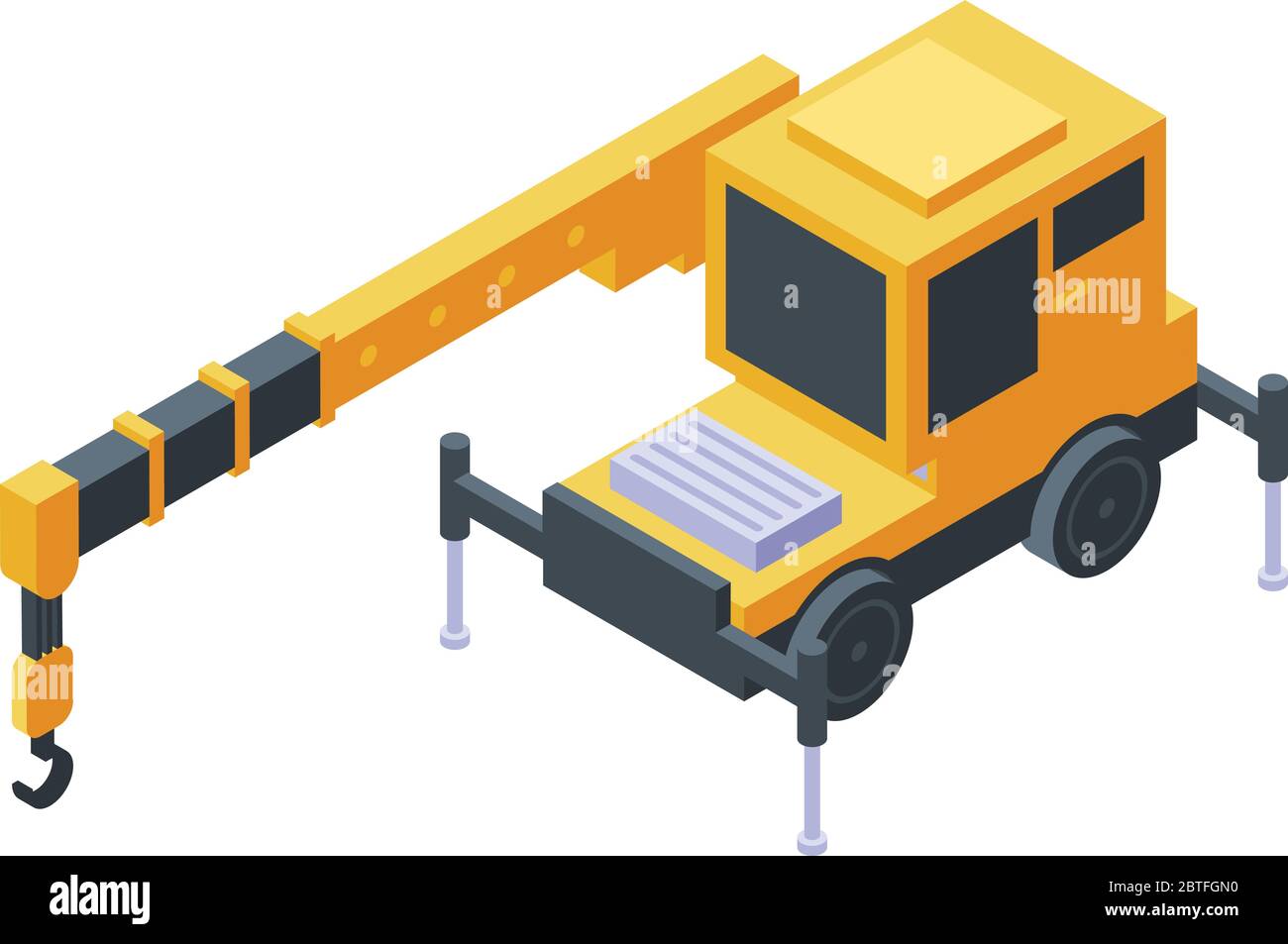 Icona gru per autocarro, stile isometrico Illustrazione Vettoriale