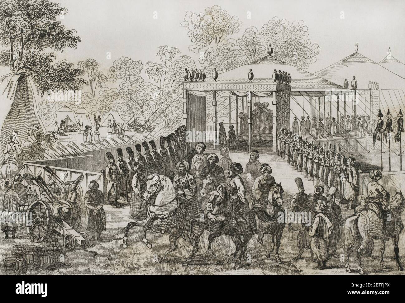 Impero Ottomano. Turchia. Campo del Daud Pasha. Incisione di Lemaitre. Lalaisse e Branche. Historia de Turquia di Joseph Marie Jouannin (1783-1844) e Jules Van Gaver, 1840. Foto Stock