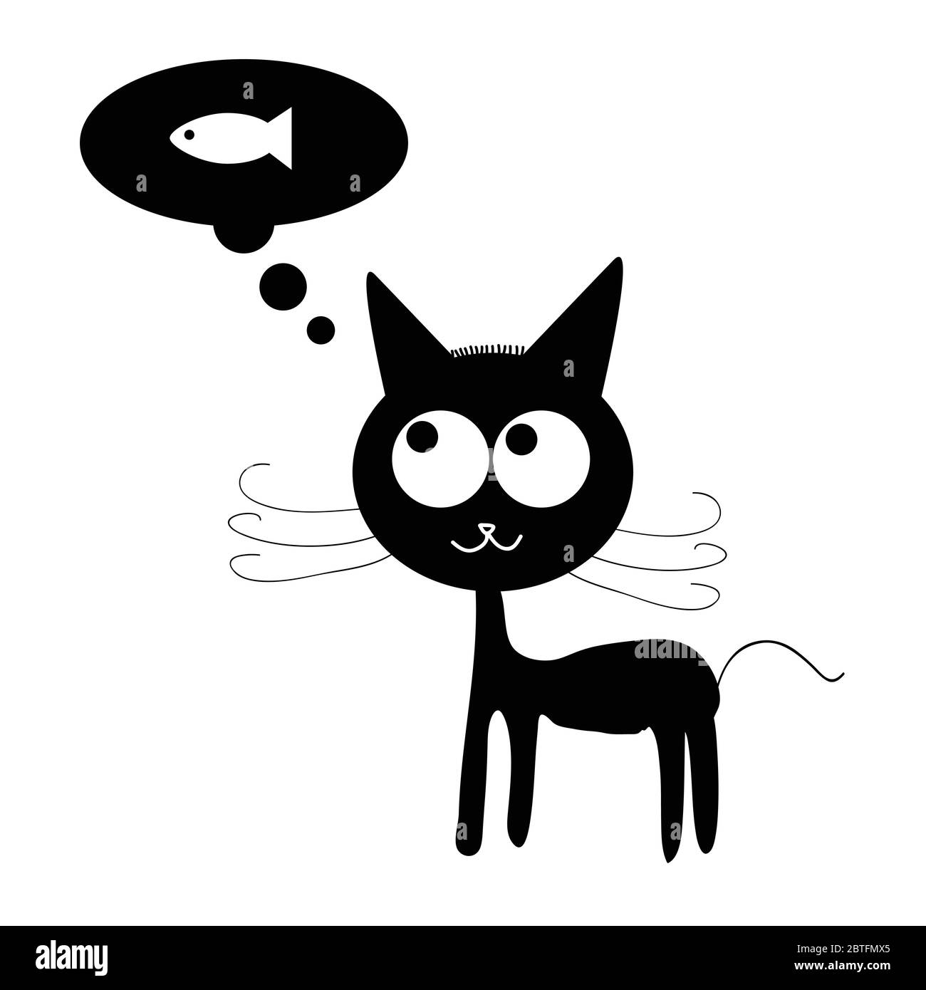 gatto con sogni di illustrazione vettoriale di pesce Illustrazione Vettoriale