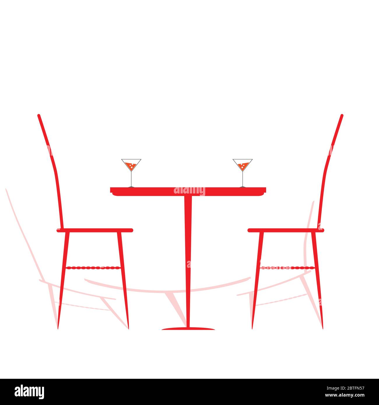 sedia e tavolo con vino su di esso illustrazione vettoriale Illustrazione Vettoriale
