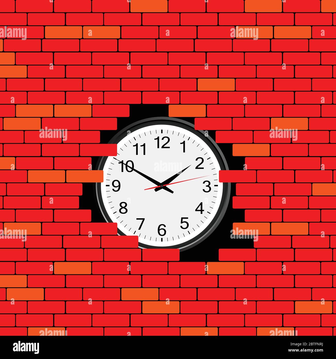 orologio nell'illustrazione vettoriale della parete di mattoni Illustrazione Vettoriale