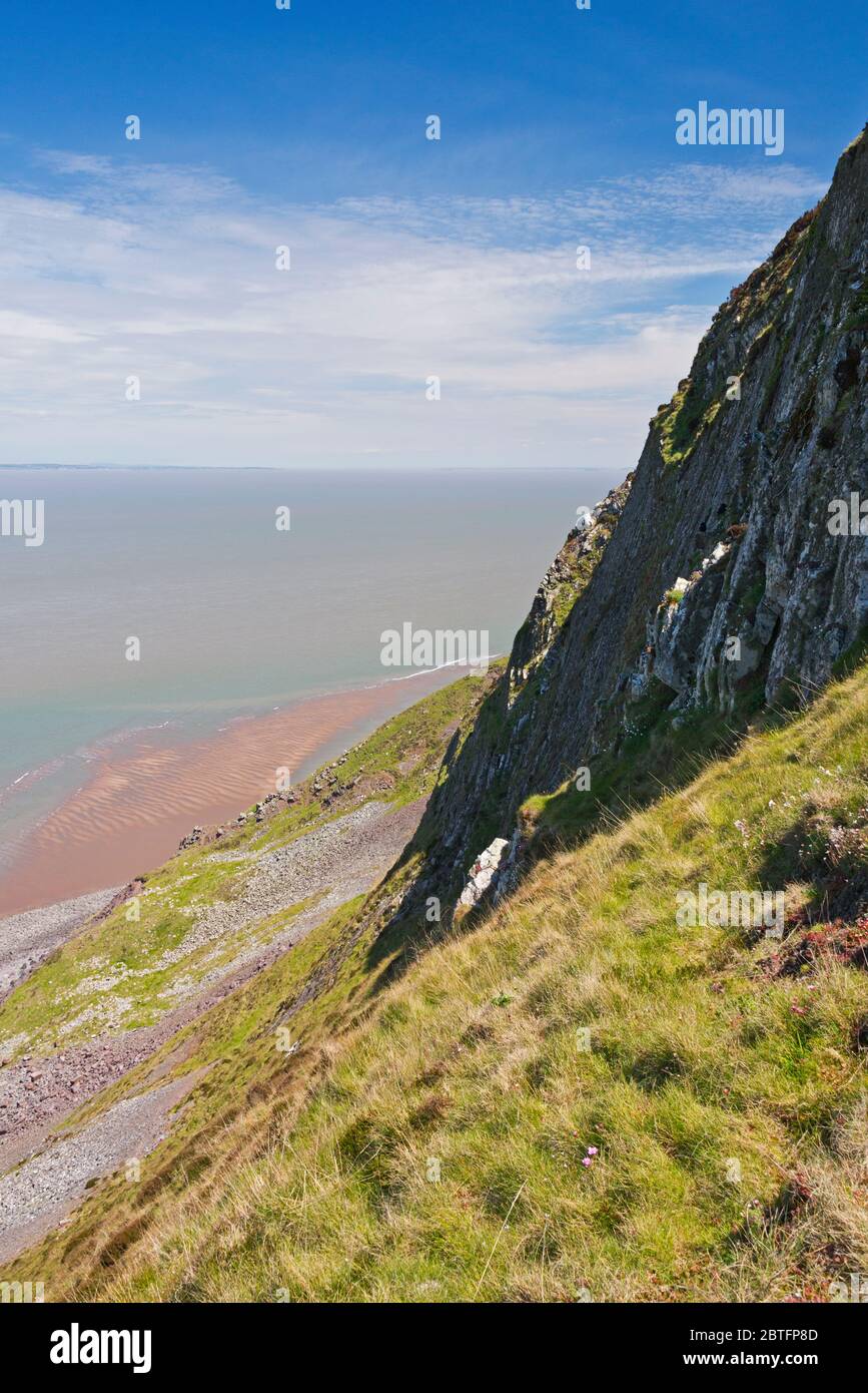 Vista da Bossington Hill nel Parco Nazionale di Exmoor, parte del South West Coast Path Foto Stock