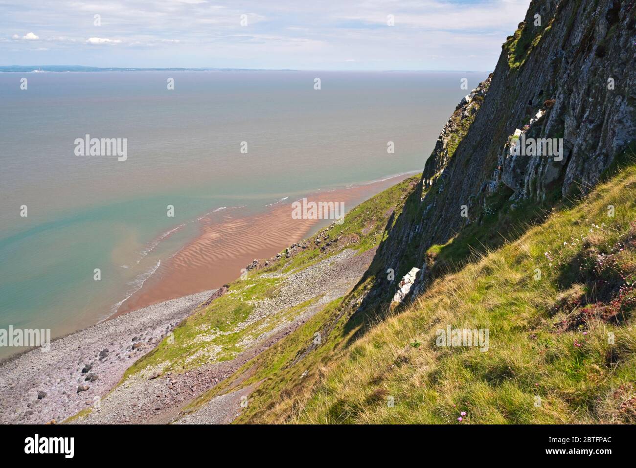 Vista da Bossington Hill nel Parco Nazionale di Exmoor, parte del South West Coast Path Foto Stock