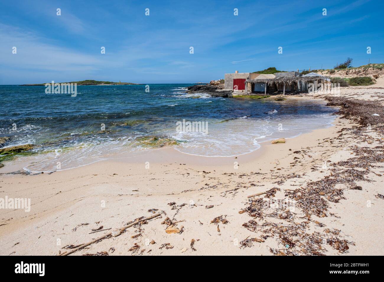 Spiaggia Can Curt, Colònia de Sant Jordi, Ses Salines, Maiorca, Isole Baleari, Spagna. Foto Stock