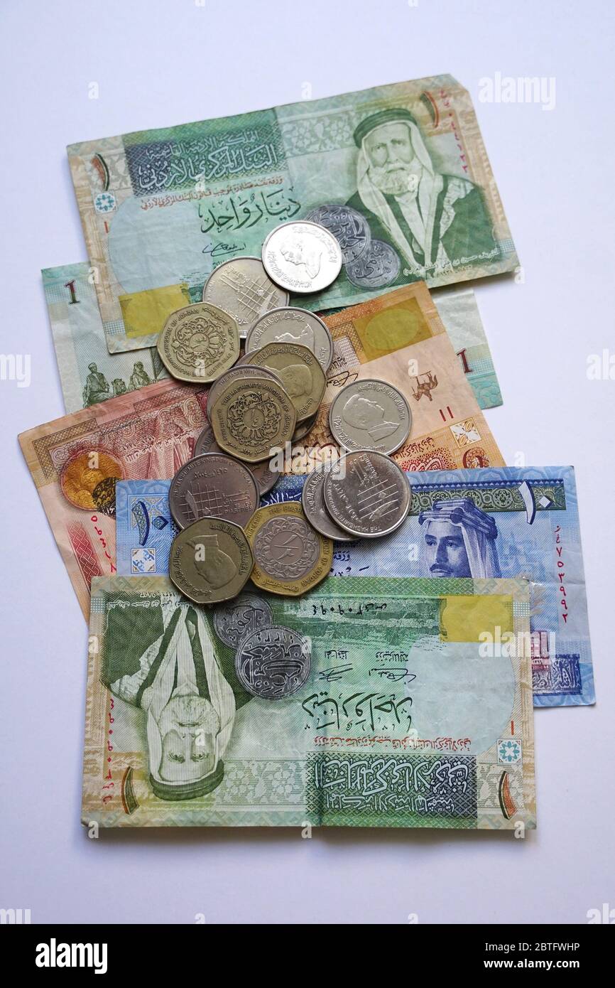 Dinaro Giordano, dinaro Giordano, JOD, Jordán dinár, Giordania, Regno hashemita di Giordania, Asia occidentale Foto Stock