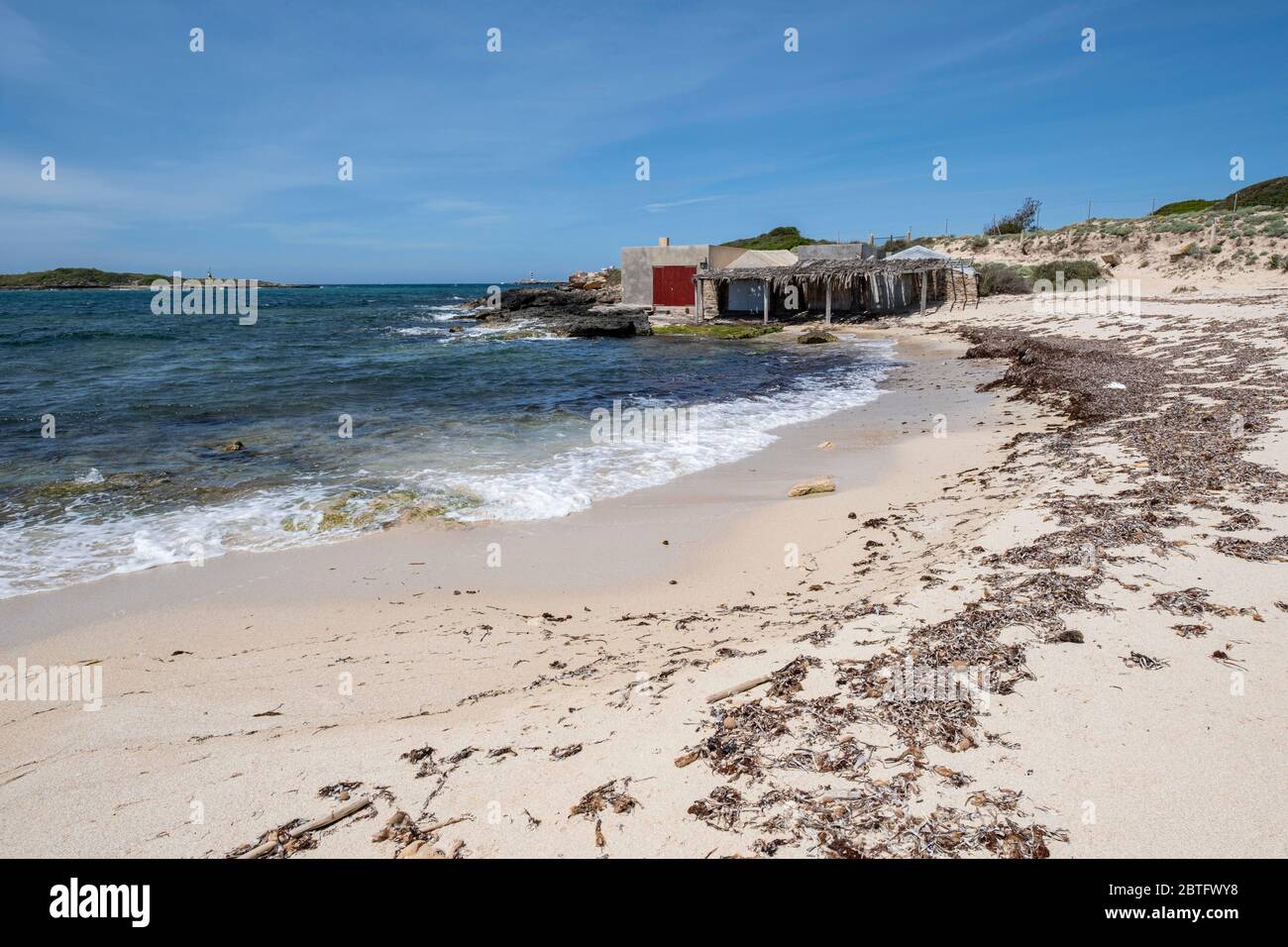 Spiaggia Can Curt, Colònia de Sant Jordi, Ses Salines, Maiorca, Isole Baleari, Spagna. Foto Stock
