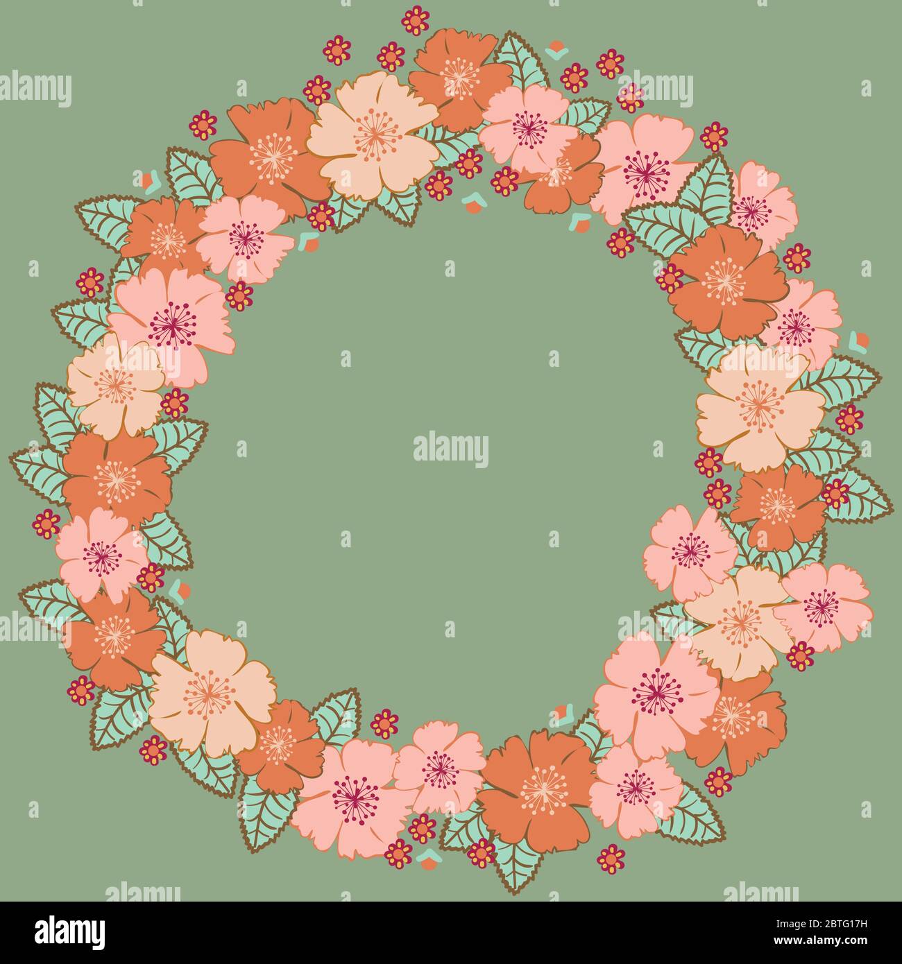 cane rose floreale corona illustrazione sul verde Illustrazione Vettoriale