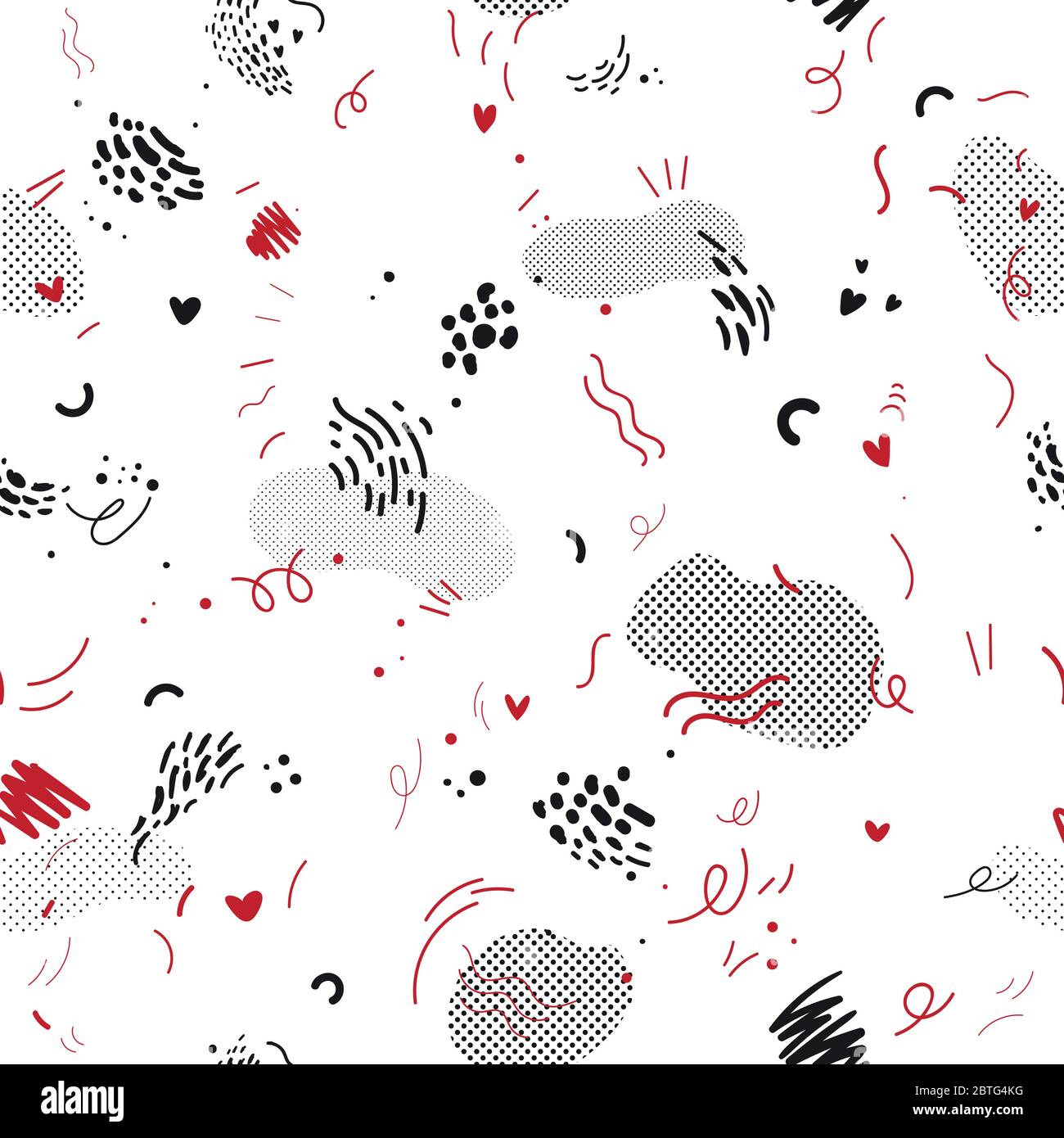 Vettore astratto sfondo senza giunture in stile Memphis con effetto raster. Illustrazione Vettoriale