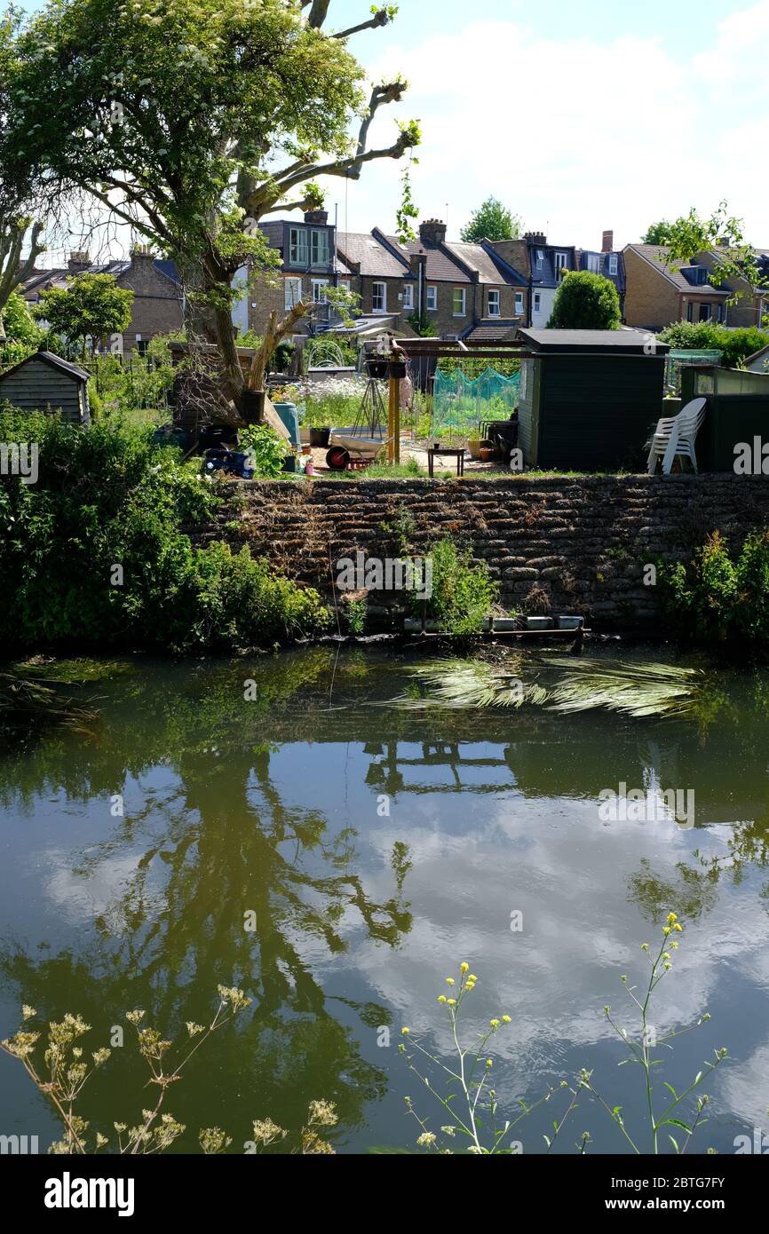 Il Parco del Garratt allottments River Wandle Trail Foto Stock