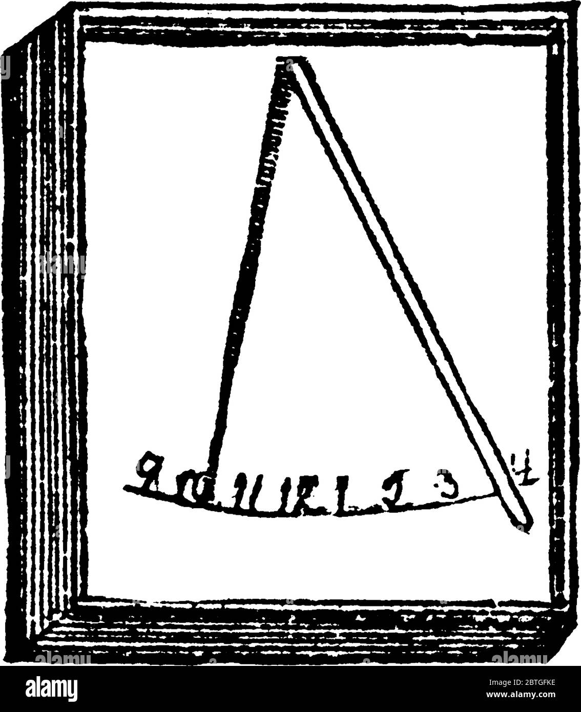 Strumento per mostrare l'ora del giorno dall'ombra, dal disegno di linee vintage o dall'illustrazione dell'incisione. Illustrazione Vettoriale