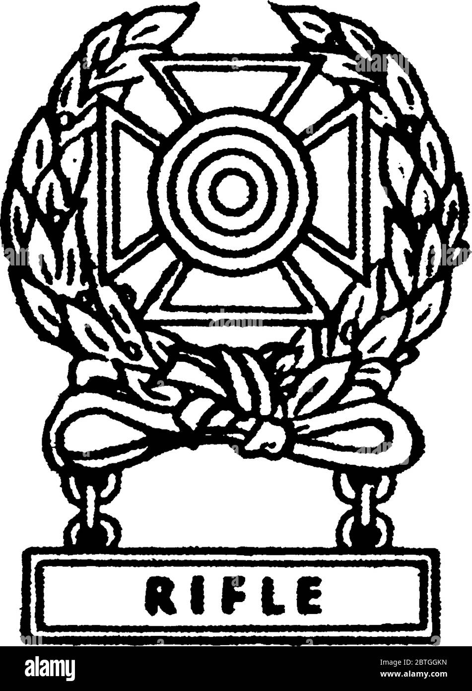 La Medaglia esperto RIFLE è un premio della Marina degli Stati Uniti, attualmente assegnato per la qualificazione sulle varianti M14 e M16, per il disegno di linee vintage o per l'engra Illustrazione Vettoriale