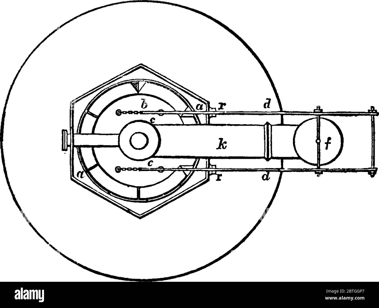 Una tipica rappresentazione della disposizione di Langen con il cono fatto in una campana con sommità forata, i bordi della perforazione essendo o Illustrazione Vettoriale