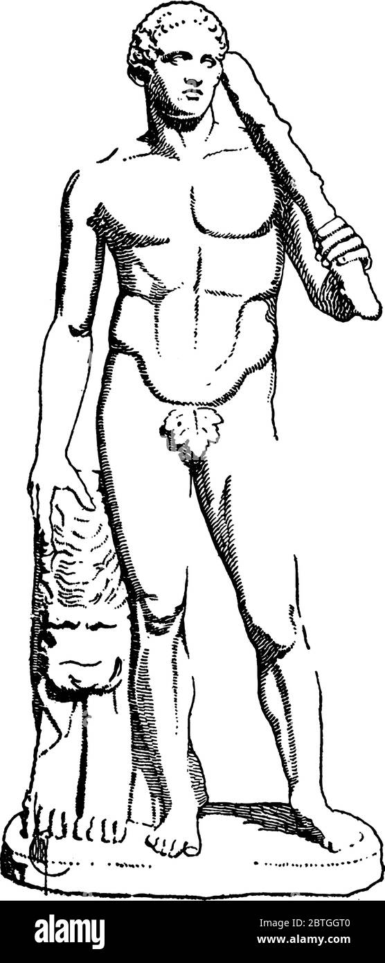 Una rappresentazione tipica di Ercole, eroe romano e dio equivalente all'eroe divino greco Eracle, figlio di Zeus, secondo il GRE Illustrazione Vettoriale