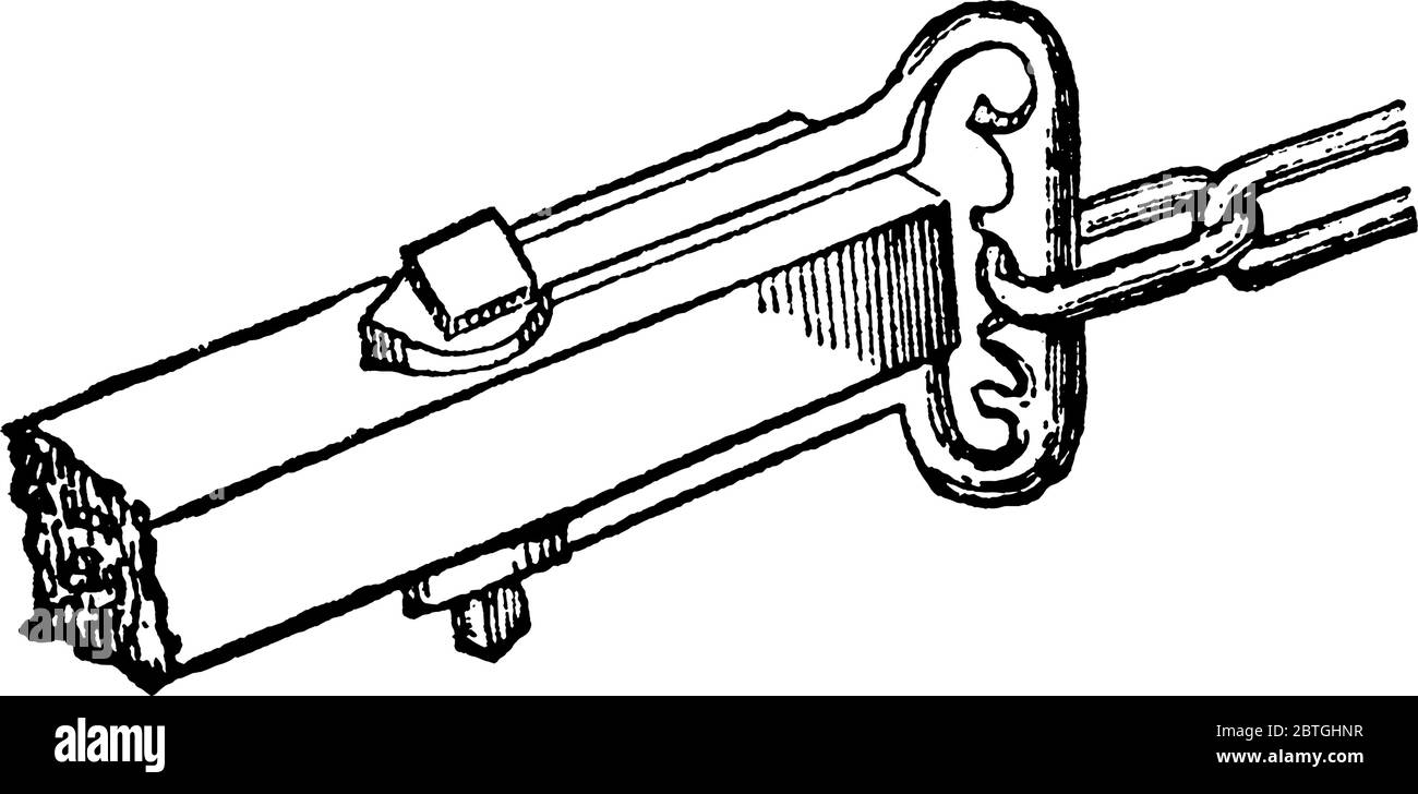 Un ferro piegato a forma di staffa, ferro di cavallo, o la lettera U con due estremità forate per ricevere un perno, utilizzato per collegare una catena di tiraggio o un pippetto Illustrazione Vettoriale