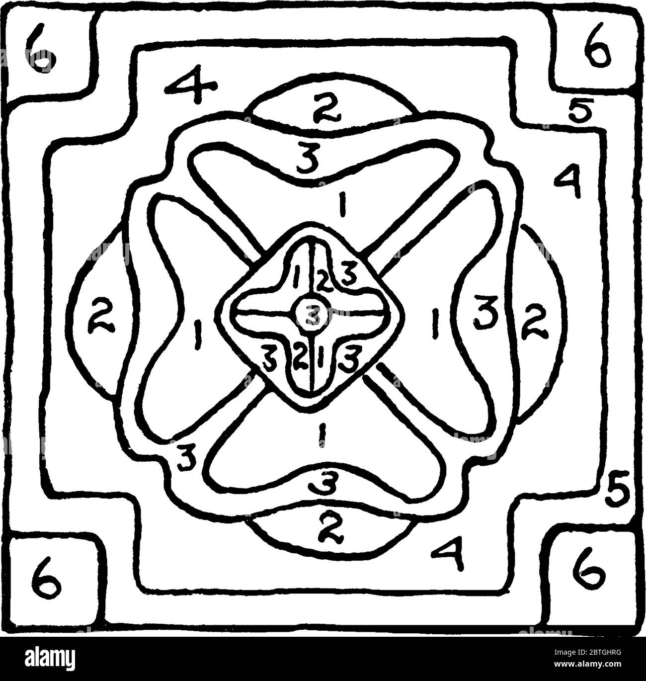 Tudor rosa modello di biancheria da letto per piantare giardino, vintage linea disegno o incisione illustrazione. Illustrazione Vettoriale