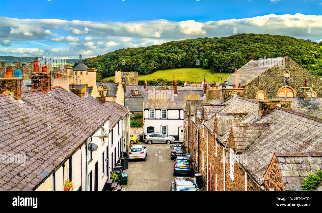 Paesaggio urbano di Conwy in Galles, Regno Unito Foto Stock