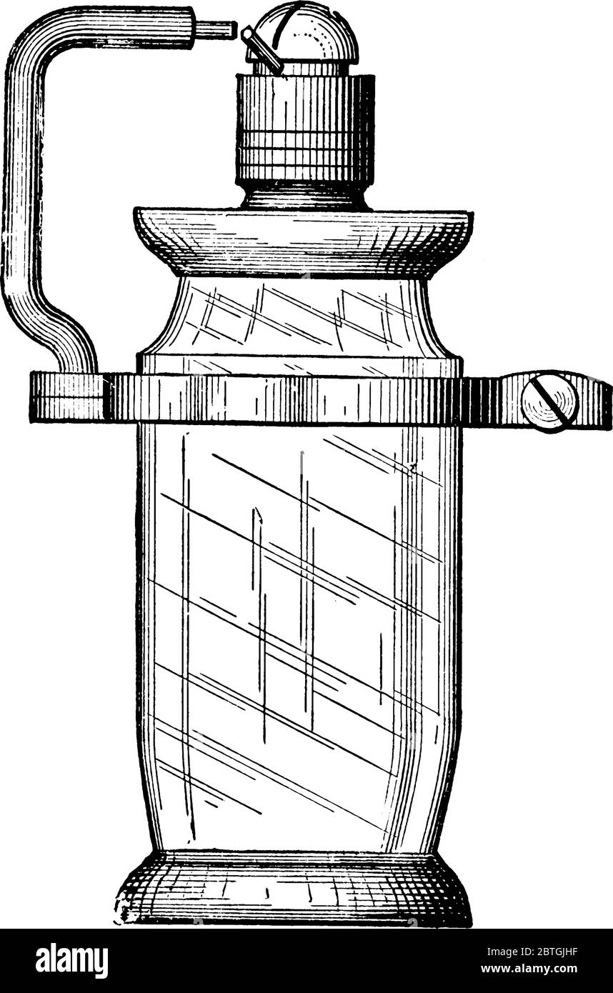 Una luce a gas elettrica, un disegno di linea vintage o un'illustrazione di incisione. Illustrazione Vettoriale