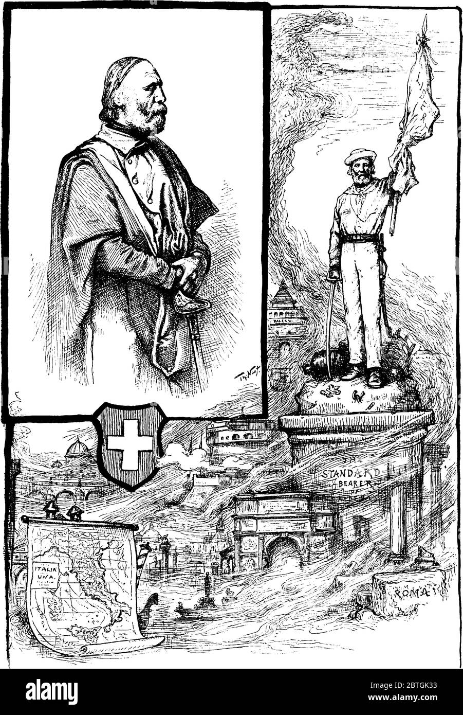Ritratto di Giuseppe Garibaldi (4 luglio 1807 – 2 giugno 1882) è stato un . Illustrazione Vettoriale